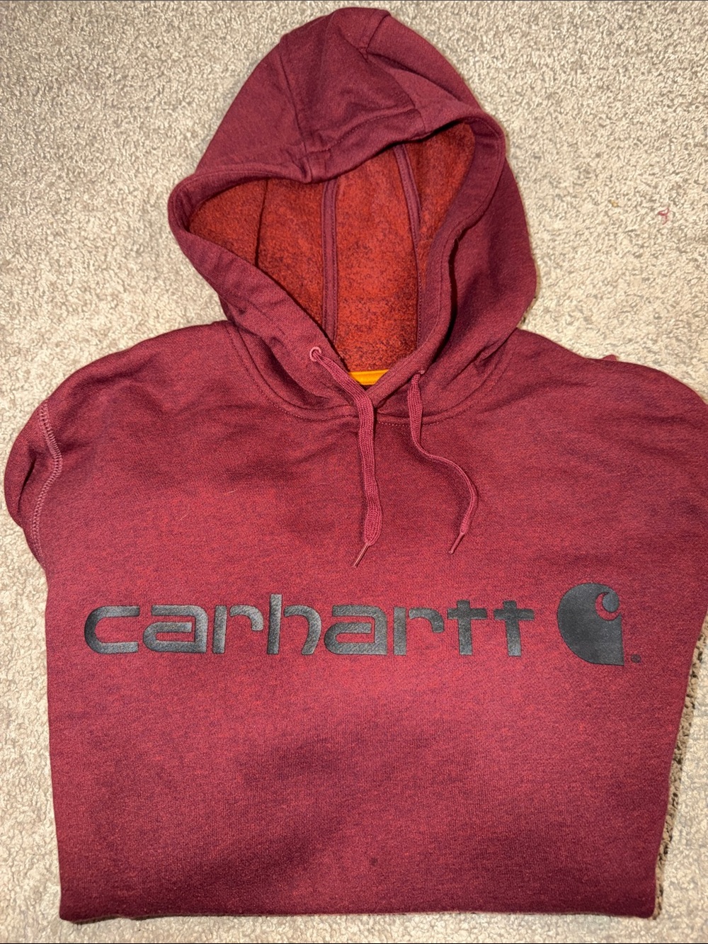 Carhartt Burgundy Pullover Hoodie with Black Logo Small